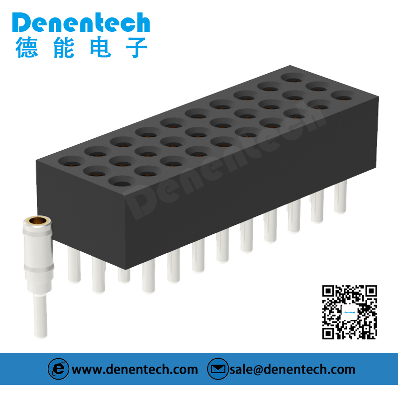 Denentech 高质量1.27MM圆P排母H3.80xW4.52三排180度圆形插件排母